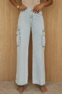 Medium Wash Denim Val Slouch Cargo Jeans