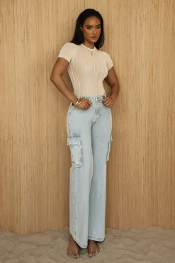 Medium Wash Denim Val Slouch Cargo Jeans
