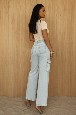 Medium Wash Denim Val Slouch Cargo Jeans