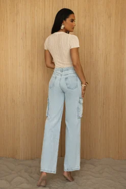 Medium Wash Denim Val Slouch Cargo Jeans