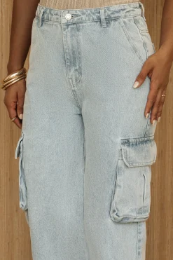 Medium Wash Denim Val Slouch Cargo Jeans