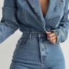 Medium Wash Dominica Structured Denim Bodysuit