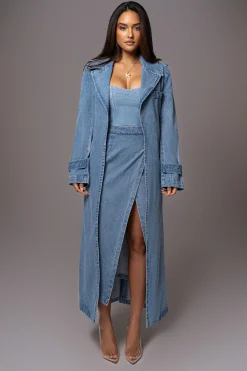 Medium Wash Gisele Denim Slit Skirt