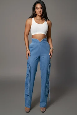 Medium Wash Jacinda Denim Utility Pants