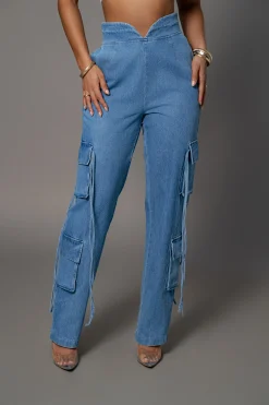 Medium Wash Jacinda Denim Utility Pants
