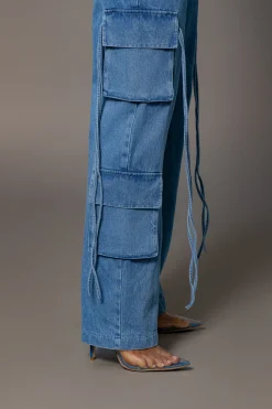 Medium Wash Jacinda Denim Utility Pants