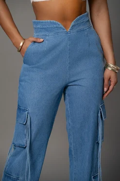 Medium Wash Jacinda Denim Utility Pants