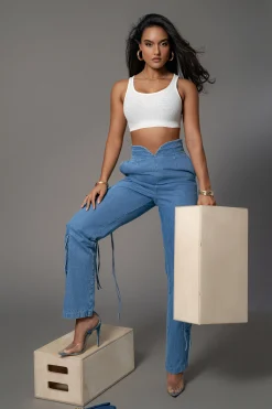 Medium Wash Jacinda Denim Utility Pants
