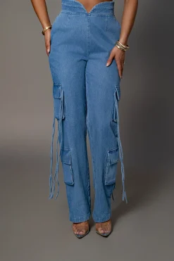 Medium Wash Jacinda Denim Utility Pants