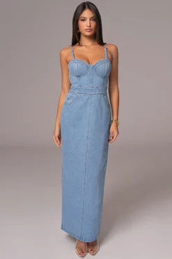 Medium Wash Mara Denim Bustier Dress