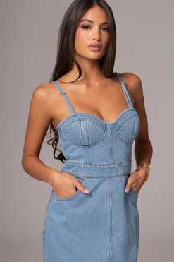 Medium Wash Mara Denim Bustier Dress