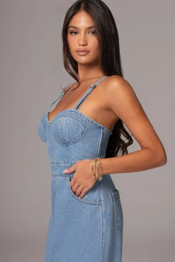 Medium Wash Mara Denim Bustier Dress
