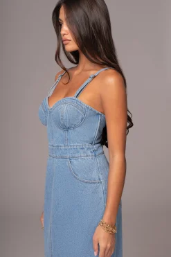 Medium Wash Mara Denim Bustier Dress