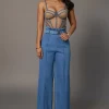 Medium Wash Minka Paper Bag Flare Leg Pants