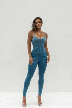 Medium Wash Orion Denim Bustier Bodysuit