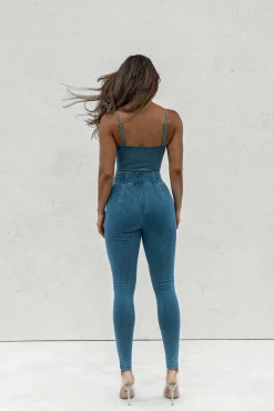 Medium Wash Orion Denim Bustier Bodysuit