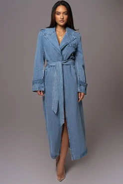 Medium Wash Savannah Belted Denim Coat
