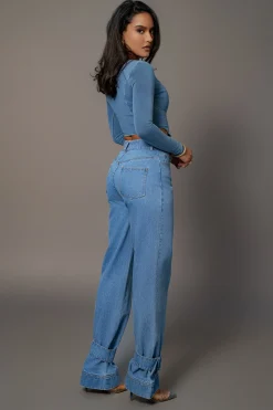 Medium Wash Tesa Sweetheart Denim Top