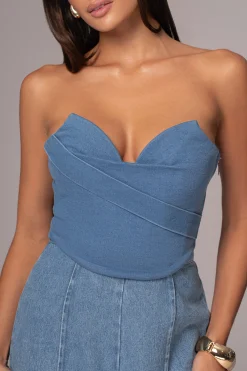 Medium Wash Teyana Denim Bustier