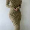 Moss Textured One Shoulder Bodysuit