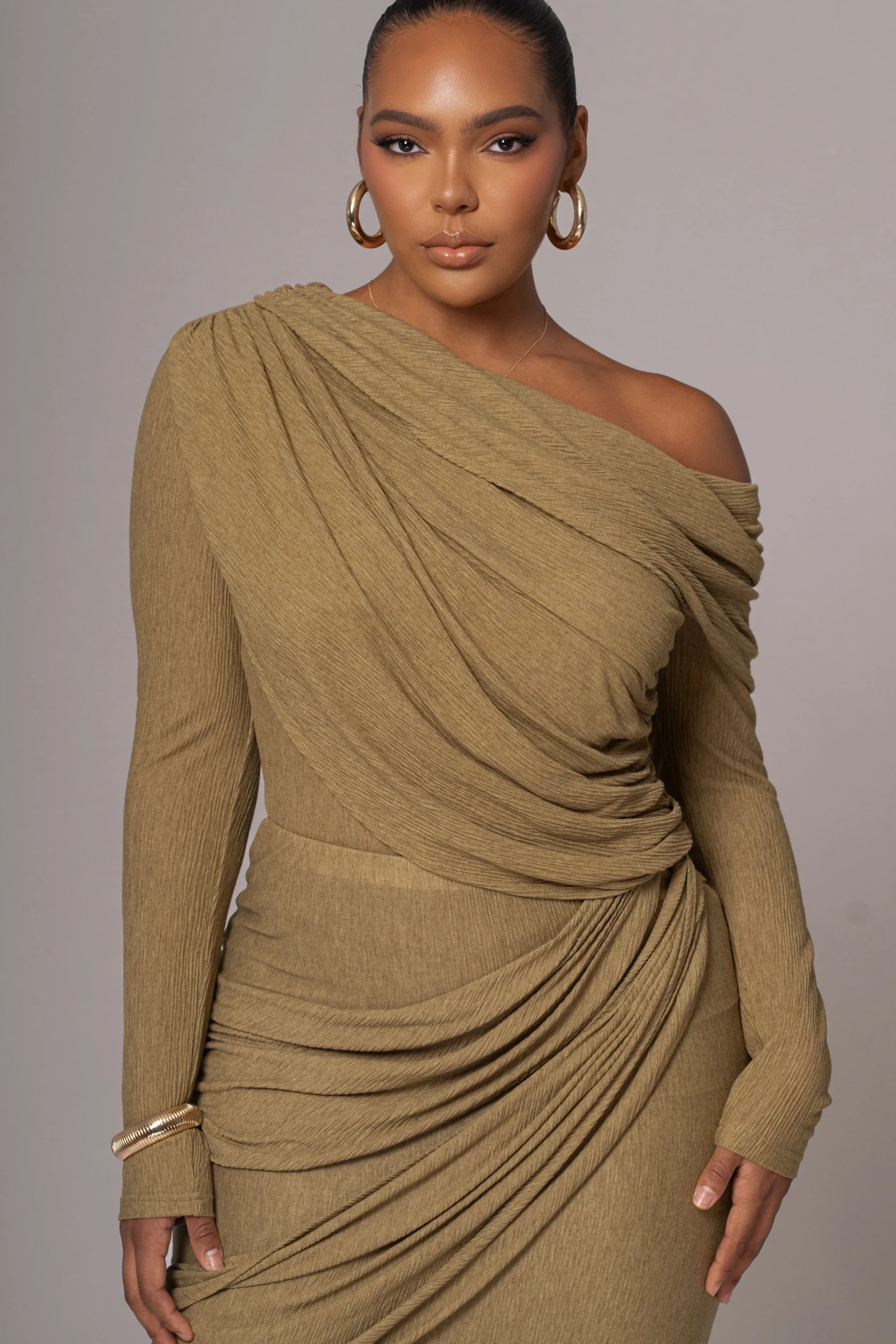 Moss Textured One Shoulder Bodysuit