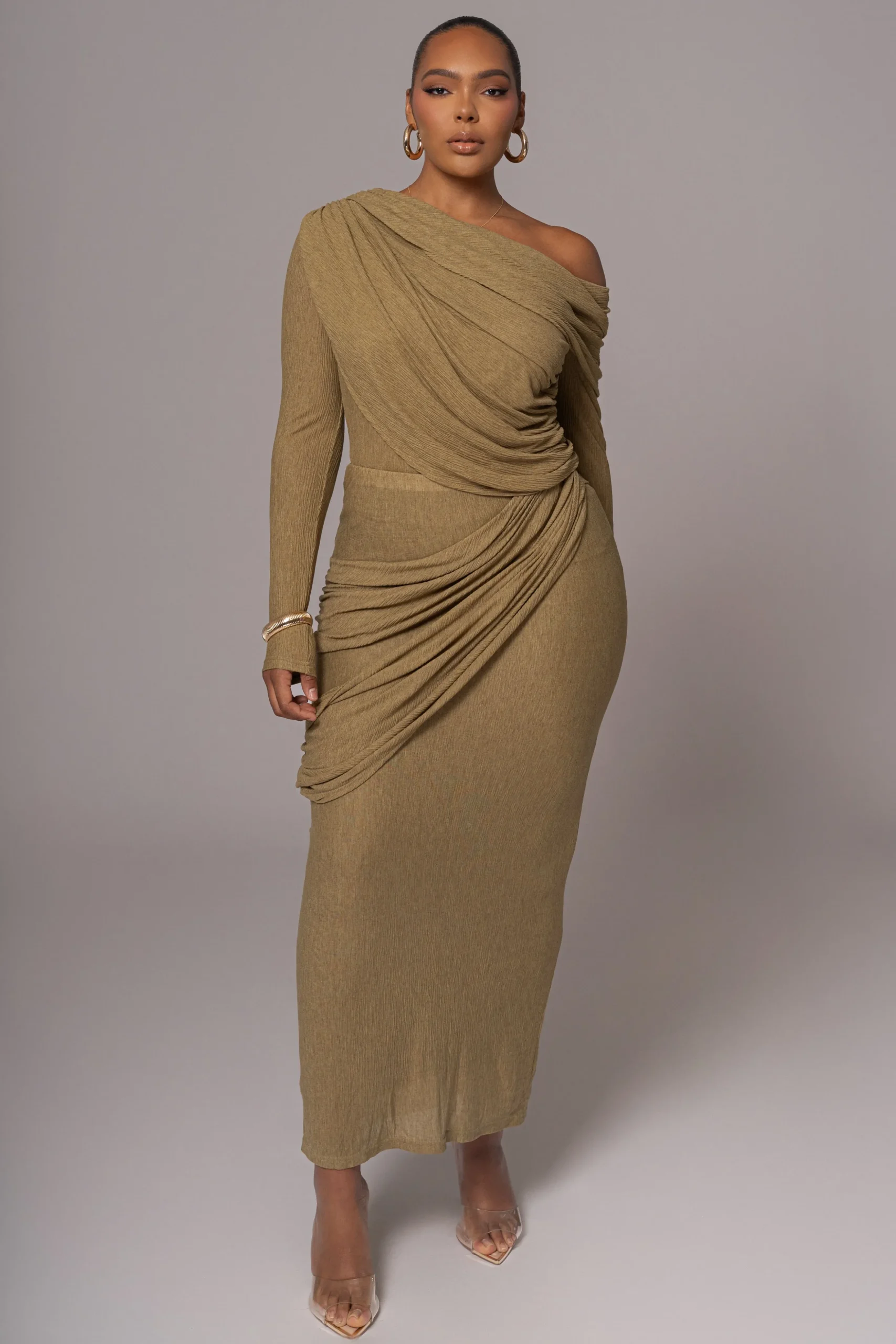 Moss Textured One Shoulder Bodysuit