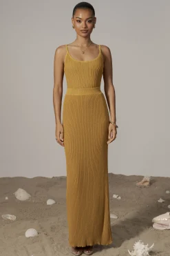 Mustard Serena Ribbed Skirt Set