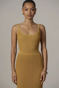 Mustard Serena Ribbed Skirt Set