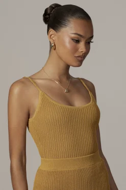 Mustard Serena Ribbed Skirt Set