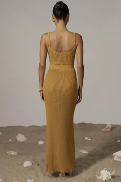 Mustard Serena Ribbed Skirt Set