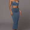 NAT  LIV x JLUXLABEL Denim Eliana Skirt Set