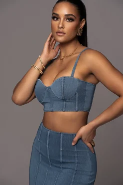 NAT  LIV x JLUXLABEL Denim Eliana Skirt Set