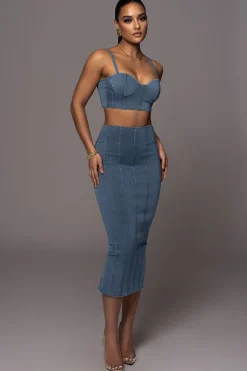 NAT  LIV x JLUXLABEL Denim Eliana Skirt Set