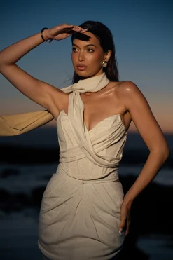Natural Coastal Bliss Linen Bustier