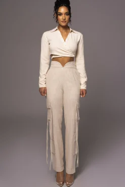 Natural Drift Away Linen Wrap Top