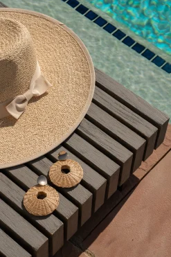 Natural Raffia Circular Dangle Earrings