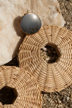 Natural Raffia Circular Dangle Earrings