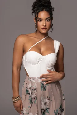 Natural Scenic One-Shoulder Linen Bodysuit