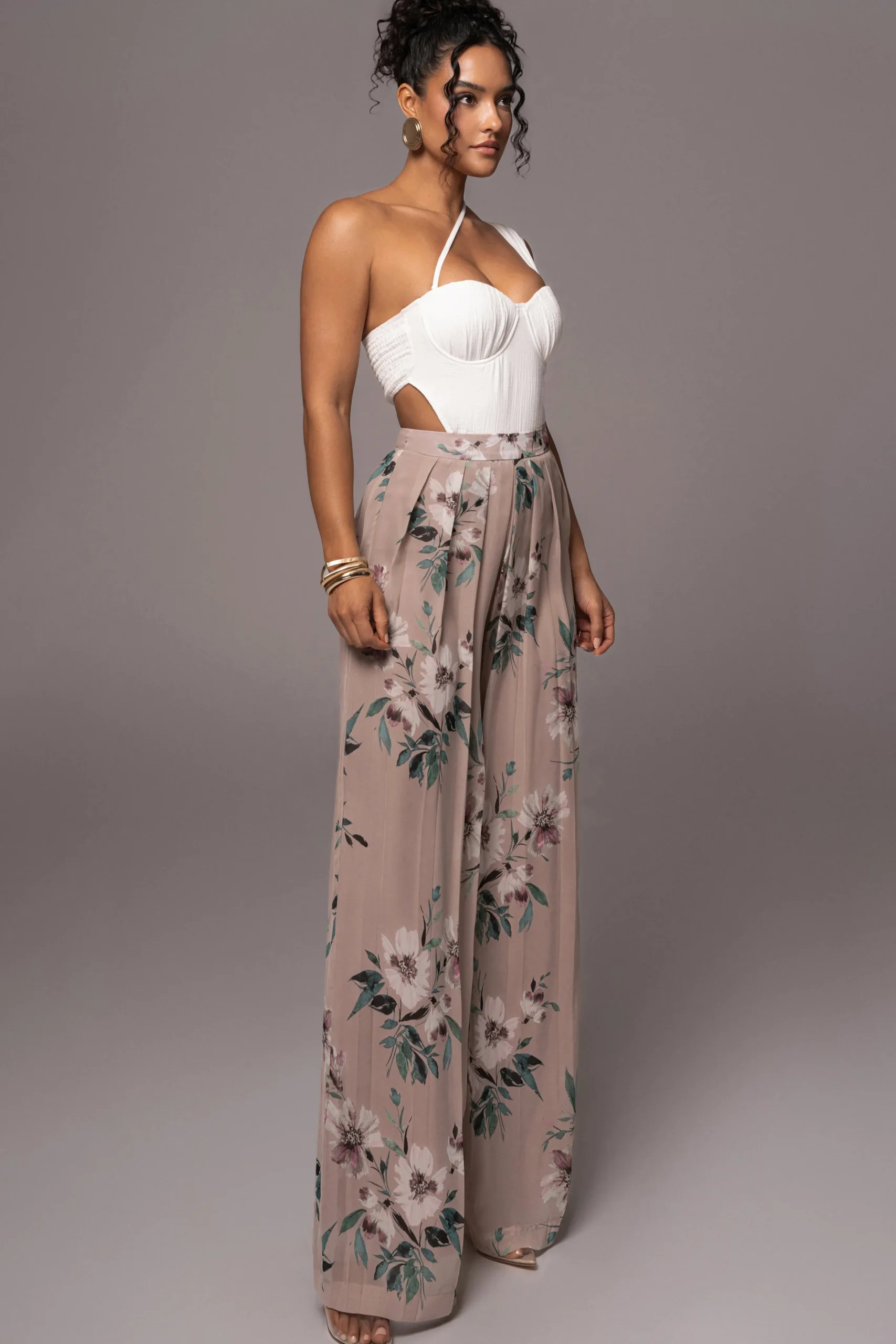Natural Scenic One-Shoulder Linen Bodysuit