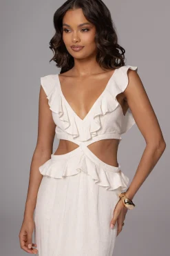 Natural Sunshine Ruffle Linen Dress