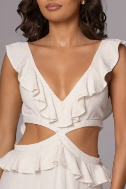 Natural Sunshine Ruffle Linen Dress