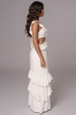 Natural Sunshine Ruffle Linen Dress