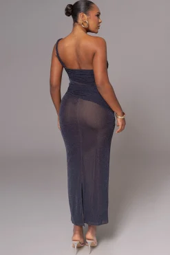 Navy Alari One Shoulder Maxi Dress