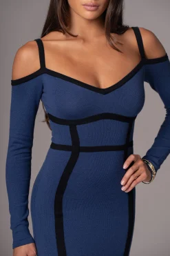 Navy Debora Knit Midi Dress
