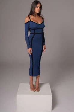 Navy Debora Knit Midi Dress