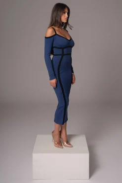 Navy Debora Knit Midi Dress