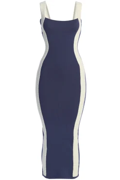 Navy Donna Knit Midi Dress