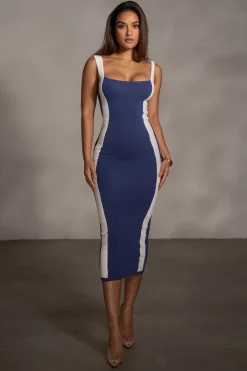 Navy Donna Knit Midi Dress