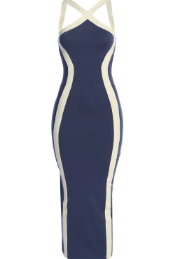 Navy  Fabiola Contrast Maxi Dress