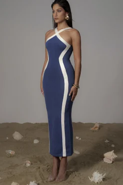 Navy  Fabiola Contrast Maxi Dress